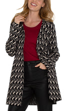 Load image into Gallery viewer, Liverpool Black &amp; Cream Chevron Open Front Sweater Coat
