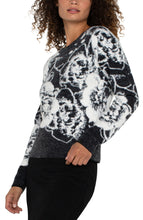 Load image into Gallery viewer, Liverpool Black &amp; White Floral Long Sleeve Crew Neck Sweater
