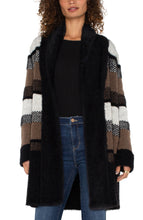 Load image into Gallery viewer, Liverpool Black &amp; Tan Long Sleeve Open Front Shawl Sweater Coatigan
