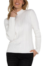 Load image into Gallery viewer, Liverpool Long Sleeve Mock Neck Cable Sweater in Porcelain
