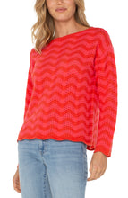 Load image into Gallery viewer, Liverpool Pink &amp; Red Long Sleeve Boat Neck Scallop Hem Sweater
