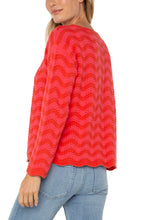 Load image into Gallery viewer, Liverpool Pink &amp; Red Long Sleeve Boat Neck Scallop Hem Sweater
