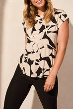 Load image into Gallery viewer, Tribal Cap Sleeve Top with Shirring in Safari
