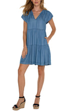 Load image into Gallery viewer, Liverpool Tiered Flutter Sleeve Dress
