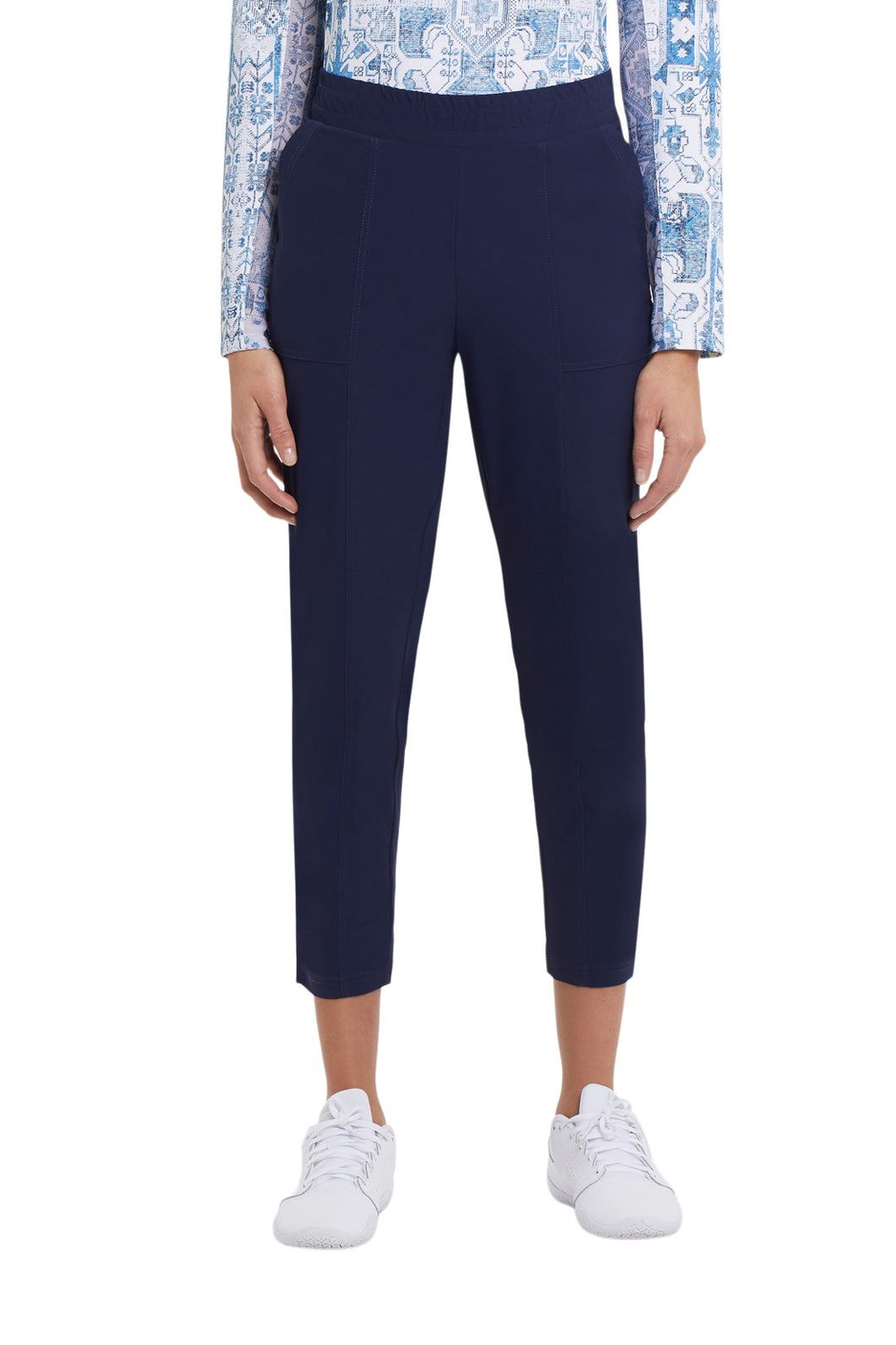 Tribal Pull-On Technical Capri in Deep Blue